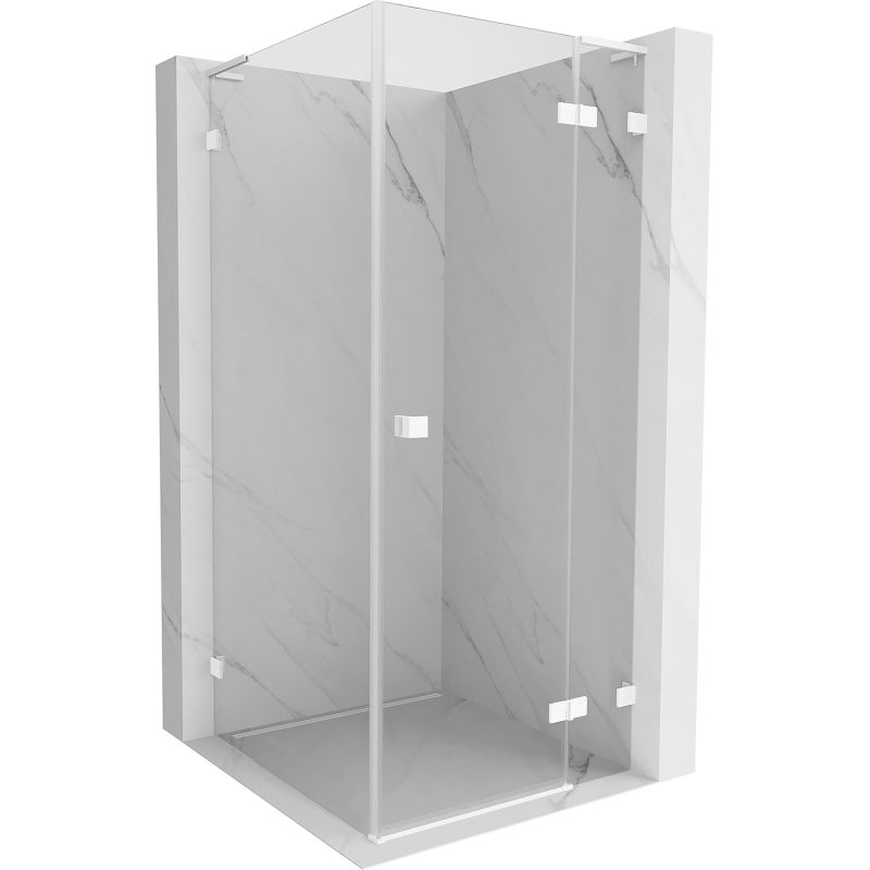 Mexen Lunar L cabine de douche droite pivotante 70 x 70 cm, transparent, blanche - 834L-070-070-20-00-P