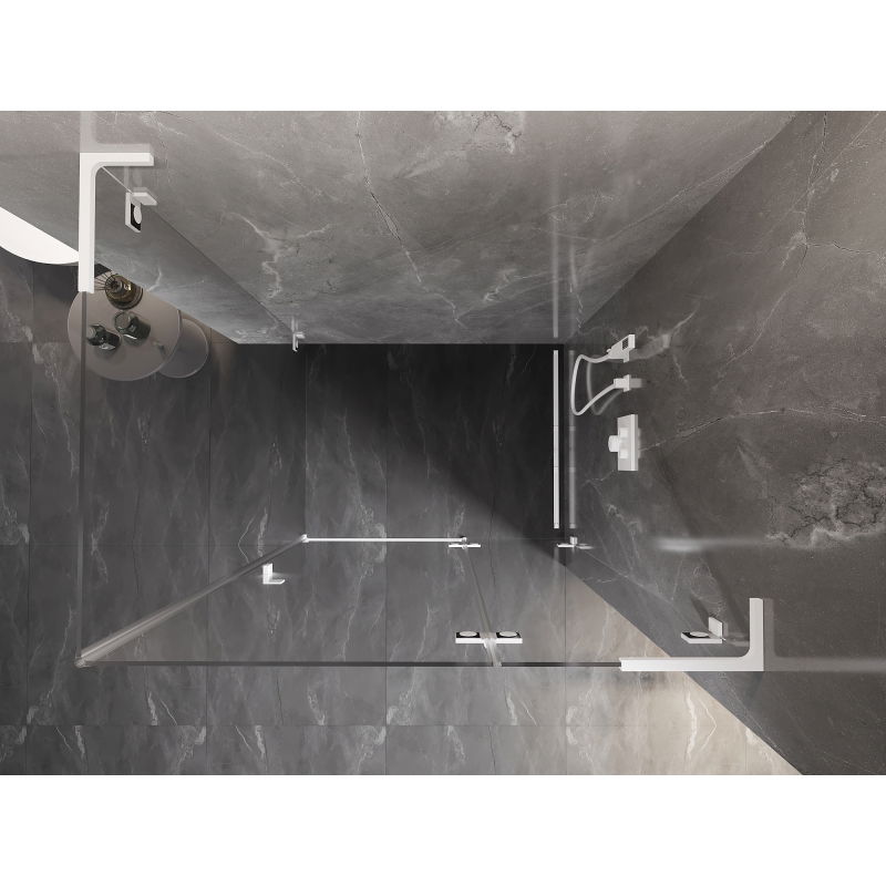 Mexen Lunar L cabine de douche droite pivotante 90 x 70 cm, transparent, blanc - 834L-090-070-20-00-P