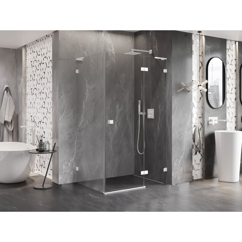 Mexen Lunar L cabine de douche avec porte droite 95 x 70 cm, transparent, blanc - 834L-095-070-20-00-P