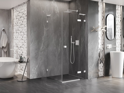 Mexen Lunar L cabine de douche pivotante droite 80 x 80 cm, transparent, blanc - 834L-080-080-20-00-P