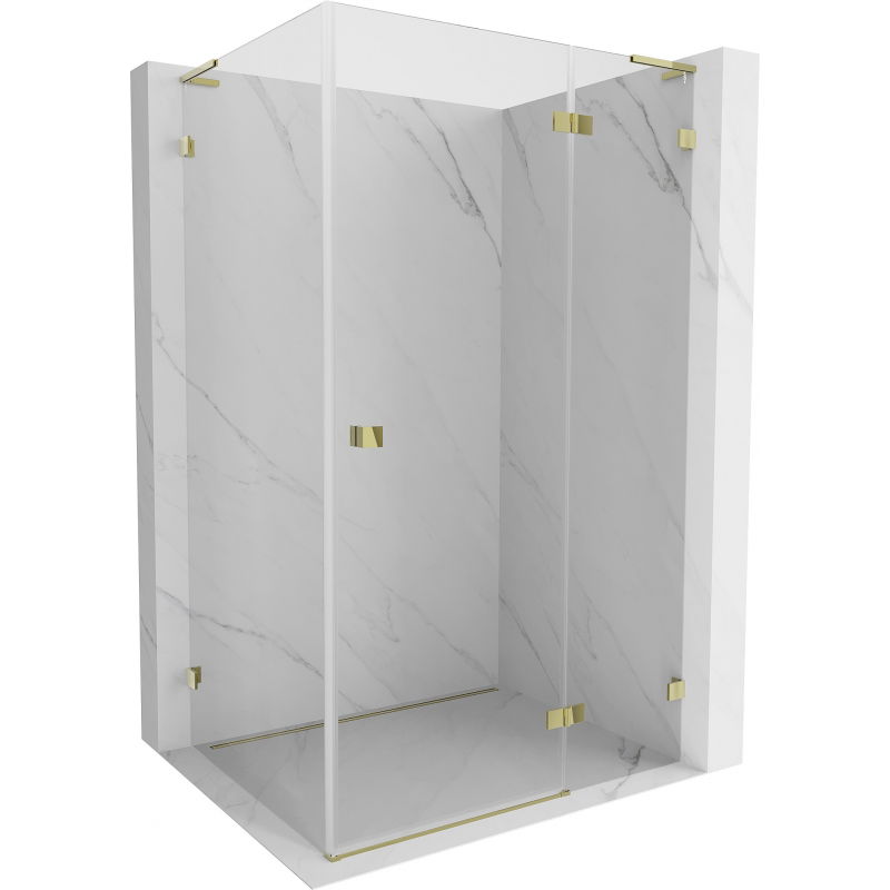 Mexen Lunar L cabine de douche pivotante droite 100 x 80 cm, transparent, dorée - 834L-100-080-50-00-P