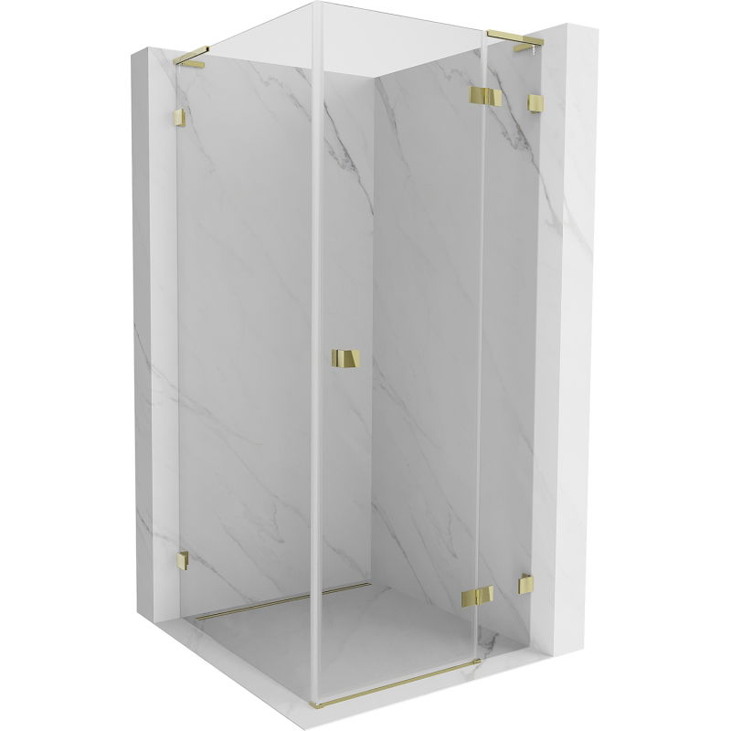 Mexen Lunar L cabine de douche pivotante droite 100 x 100 cm, transparente, dorée - 834L-100-100-50-00-P