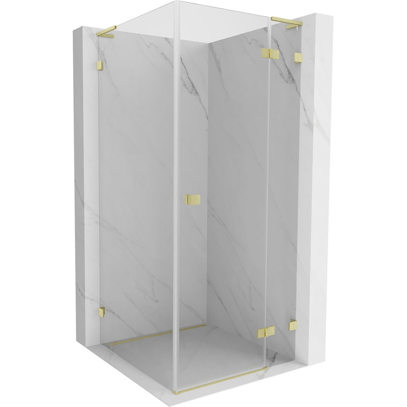 Mexen Lunar L cabine de douche pivotante droite 70 x 70 cm, transparent, or brossé - 834L-070-070-55-00-P