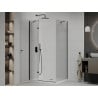 Mexen Roma cabine de douche pivotante 90 x 70 cm, transparente, noire + receveur plat, blanc - 854-090-070-70-00-4010B