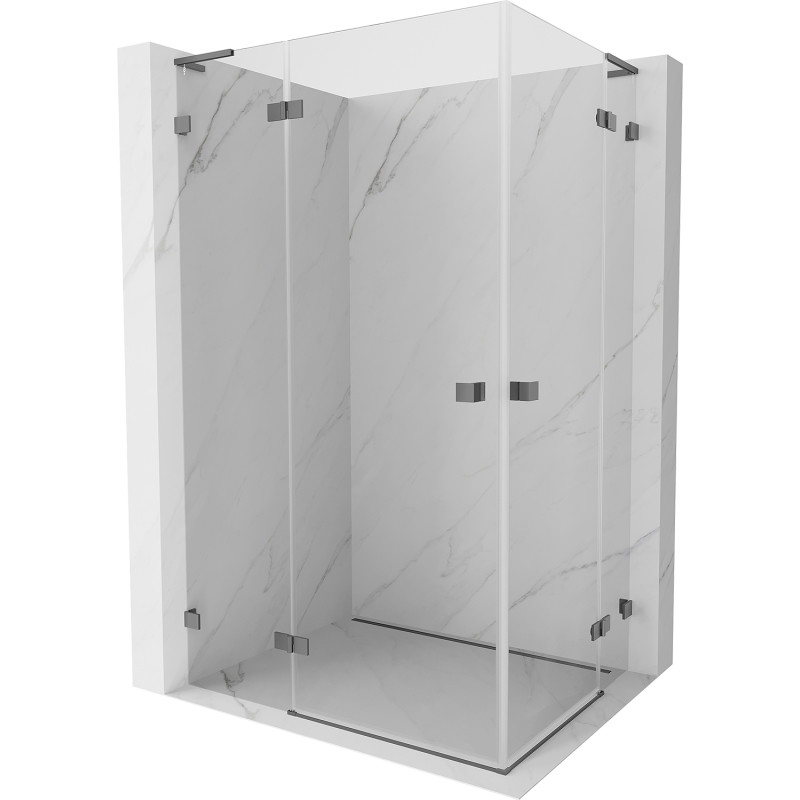Mexen Lunar L Duo cabine de douche pivotante gauche 80 x 75 cm, transparent, métal canon - 834L-080L-075P-95-00