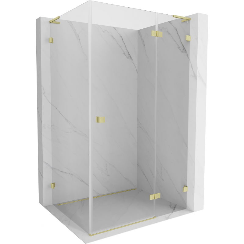 Mexen Lunar L cabine de douche pivotante droite 90 x 80 cm, transparent, or brossé - 834L-090-080-55-00-P