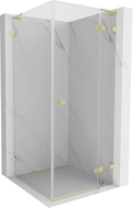Mexen Lunar L cabine de douche pivotante droite 100 x 100 cm, transparent, or brossé - 834L-100-100-55-00-P