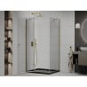 Mexen Roma cabine de douche pivotante 120 x 90 cm, transparent, doré + receveur Flat, noir - 854-120-090-50-00-4070G