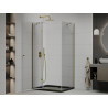 Mexen Roma cabine de douche pivotante 80 x 100 cm, transparente, or + receveur Flat, noir - 854-080-100-50-00-4070G