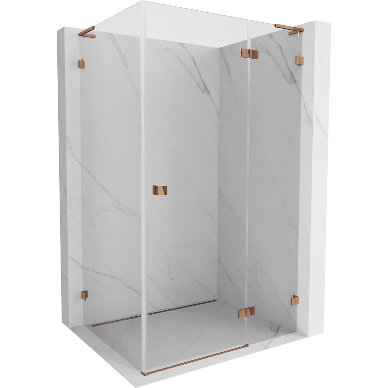 Mexen Lunar L cabine de douche pivotante droite 100 x 80 cm, transparente, or rose - 834L-100-080-60-00-P