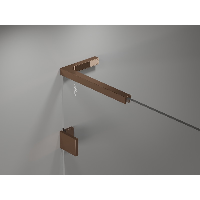 Mexen Lunar L cabine de douche pivotante droite 90 x 90 cm, transparent, or rose - 834L-090-090-60-00-P