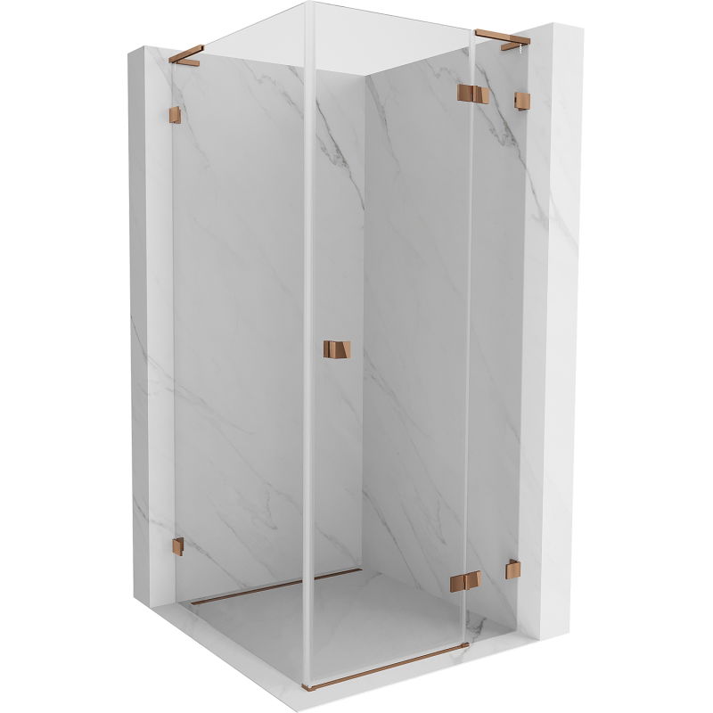 Mexen Lunar L cabine de douche pivotante droite 100 x 100 cm, transparent, or rose - 834L-100-100-60-00-P