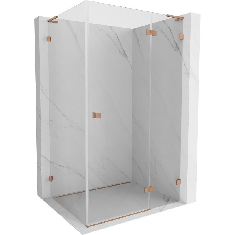 Mexen Lunar L cabine de douche pivotante droite 100 x 70 cm, transparent, cuivre brossé - 834L-100-070-65-00-P