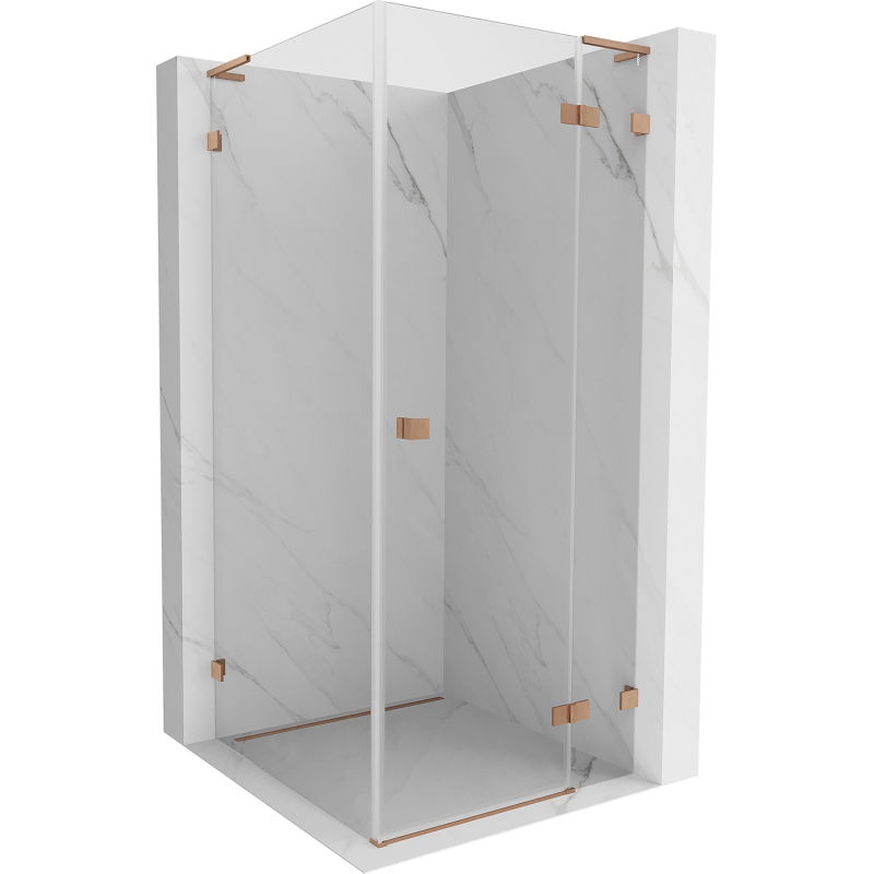 Mexen Lunar L cabine de douche pivotante droite 80 x 80 cm, transparent, cuivre brossé - 834L-080-080-65-00-P