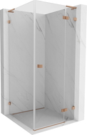 Mexen Lunar L cabine de douche pivotante droite 80 x 80 cm, transparent, cuivre brossé - 834L-080-080-65-00-P