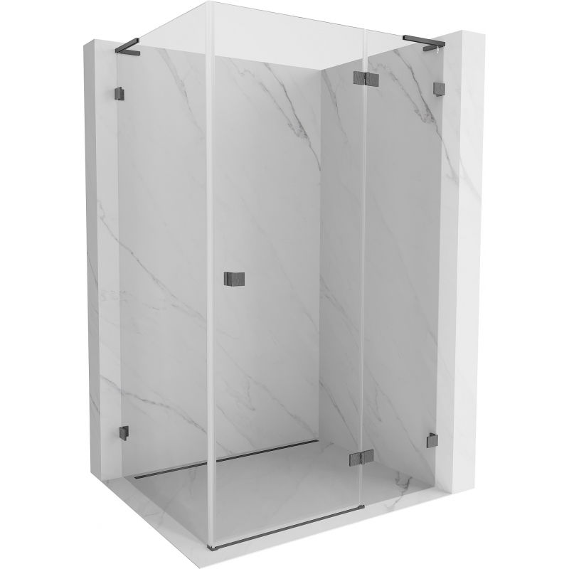 Cabine de douche Mexen Lunar L pivotante droite 80 x 70 cm, transparent, gun gray brossé - 834L-080-070-66-00-P