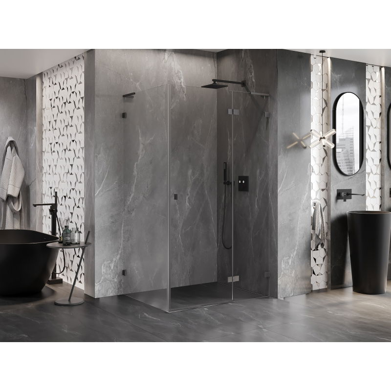 Mexen Lunar L cabine de douche pivotante droite 95 x 90 cm, transparent, gris canon brossé - 834L-095-090-66-00-P