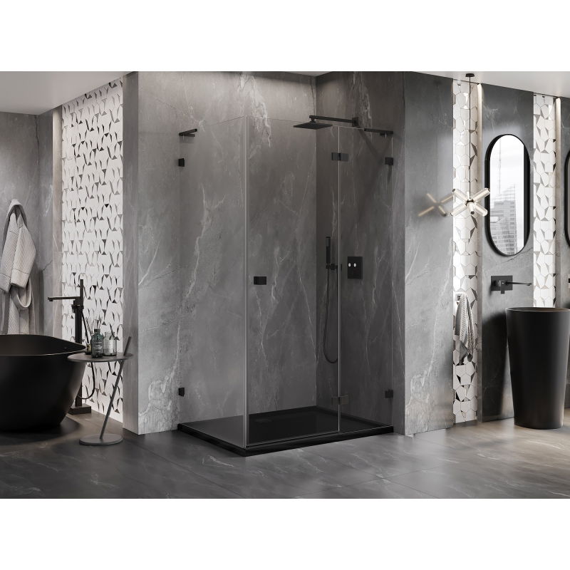 Mexen Lunar L cabine de douche battante droite 75 x 70 cm, transparent, noir - 834L-075-070-70-00-P