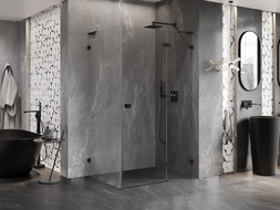 Mexen Lunar L cabine de douche pivotante droite 80 x 70 cm, transparent, noir - 834L-080-070-70-00-P