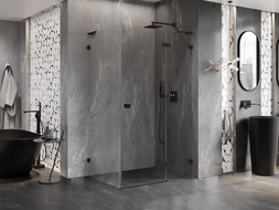 Mexen Lunar L cabine de douche pivotante droite 95 x 90 cm, transparent, noire - 834L-095-090-70-00-P