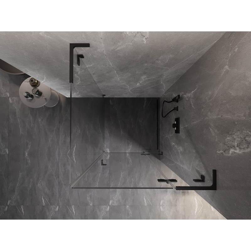 Mexen Lunar L cabine de douche pivotante droite 100 x 100 cm, transparent, noire - 834L-100-100-70-00-P