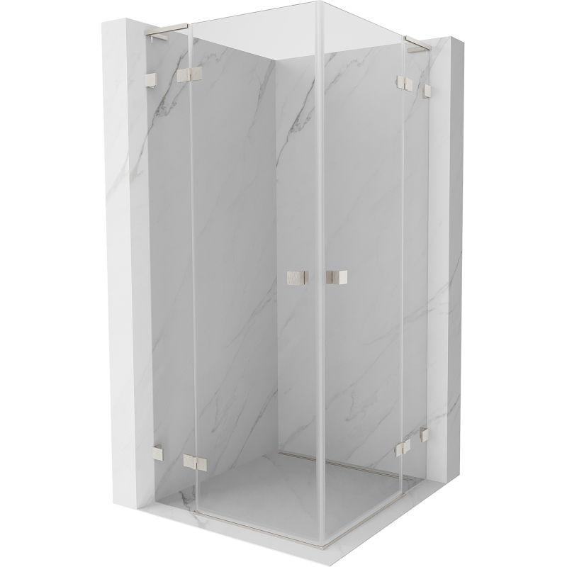 Mexen Lunar L Duo cabine de douche battante 75 x 75 cm, transparent, nickel brossé - 834L-075L-075P-97-00
