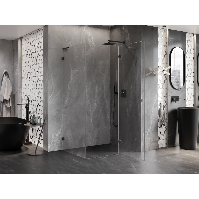 Mexen Lunar L cabine de douche pivotante droite 85 x 80 cm, transparent, gun metal - 834L-085-080-95-00-P