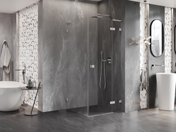 Mexen Lunar L cabine de douche pivotante droite 70 x 70 cm, transparent, nickel brossé - 834L-070-070-97-00-P