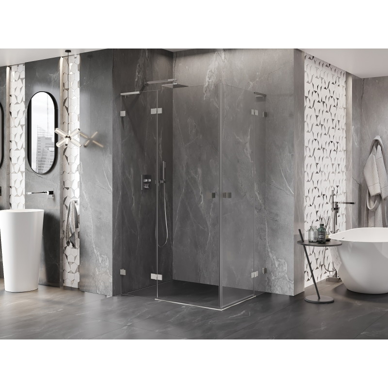 Mexen Lunar L Duo cabine de douche pivotante gauche 90 x 80 cm, transparent, nickel brossé - 834L-090L-080P-97-00