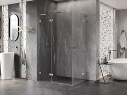 Mexen Lunar L Duo cabine de douche pivotante gauche 90 x 80 cm, transparent, nickel brossé - 834L-090L-080P-97-00