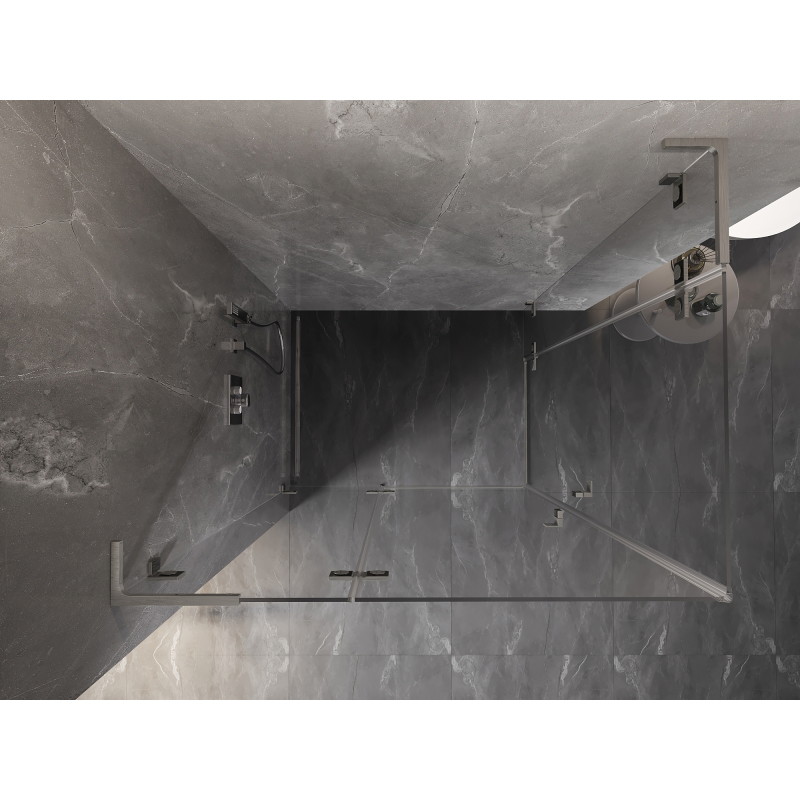 Mexen Lunar L Duo cabine de douche pivotante gauche 90 x 80 cm, transparent, nickel brossé - 834L-090L-080P-97-00