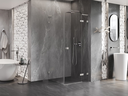 Mexen Lunar L cabine de douche pivotante droite 80 x 80 cm, transparent, nickel brossé - 834L-080-080-97-00-P