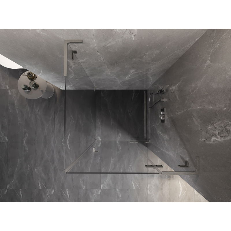 Mexen Lunar L cabine de douche pivotante droite 80 x 80 cm, transparent, nickel brossé - 834L-080-080-97-00-P