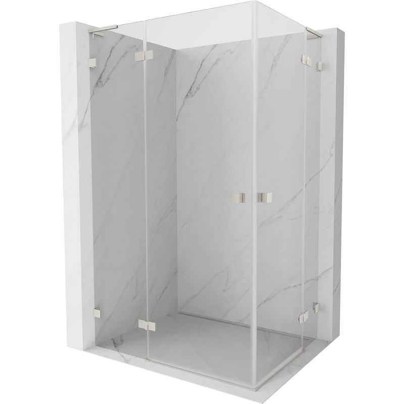 Mexen Lunar L Duo cabine de douche à charnière 100 x 85 cm, transparent, nickel brossé - 834L-100L-085P-97-00