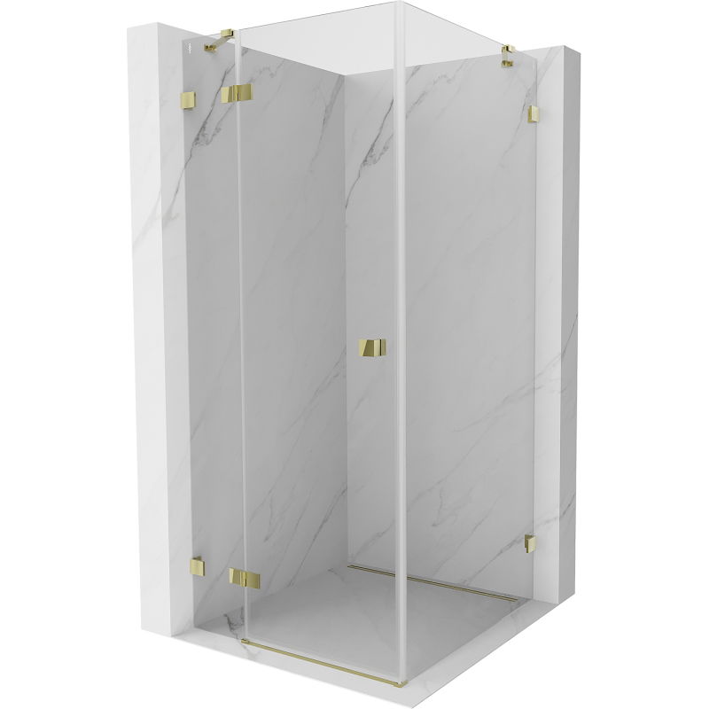 Mexen Lunar cabine de douche pivotante gauche 70 x 70 cm, transparent, dorée - 834-070-070-50-00-L