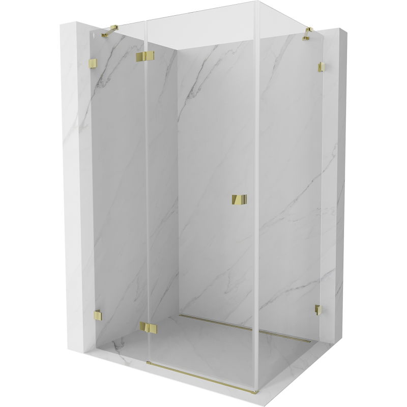Mexen Lunar cabine de douche pivotante gauche 80 x 70 cm, transparente, dorée - 834-080-070-50-00-L
