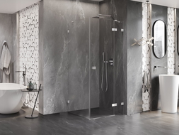 Mexen Lunar cabine de douche pivotante droite 80 x 80 cm, transparent, chrome - 834-080-080-01-00-P