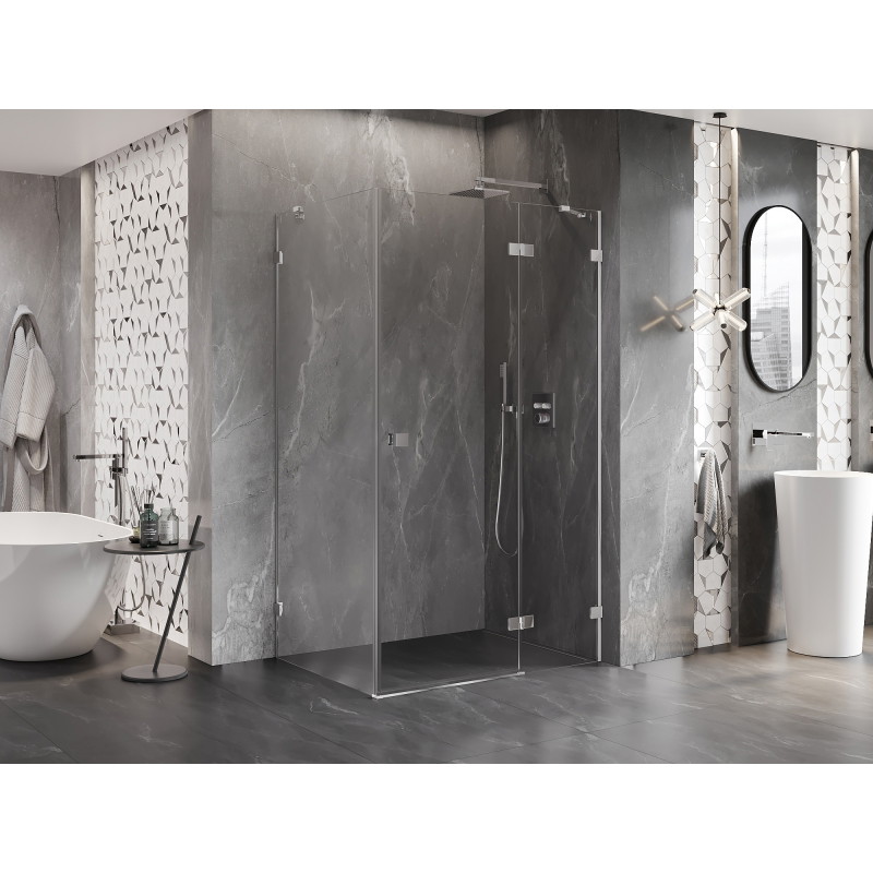 Mexen Lunar cabine de douche pivotante droite 90 x 80 cm, transparent, chrome - 834-090-080-01-00-P