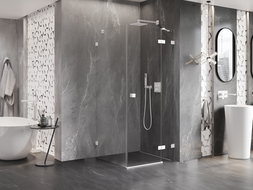 Mexen Lunar cabine de douche pivotante droite 80 x 80 cm, transparent, blanc - 834-080-080-20-00-P