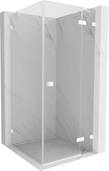 Mexen Lunar cabine de douche pivotante droite 90 x 90 cm, transparent, blanc - 834-090-090-20-00-P