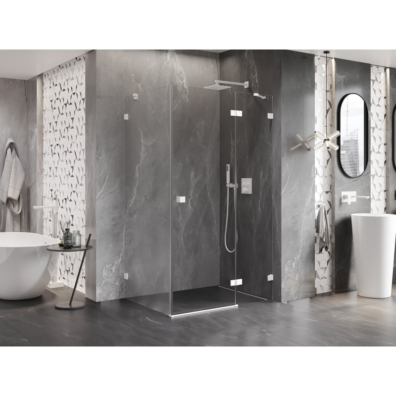 Mexen Lunar cabine de douche pivotante droite 95 x 90 cm, transparent, blanc - 834-095-090-20-00-P