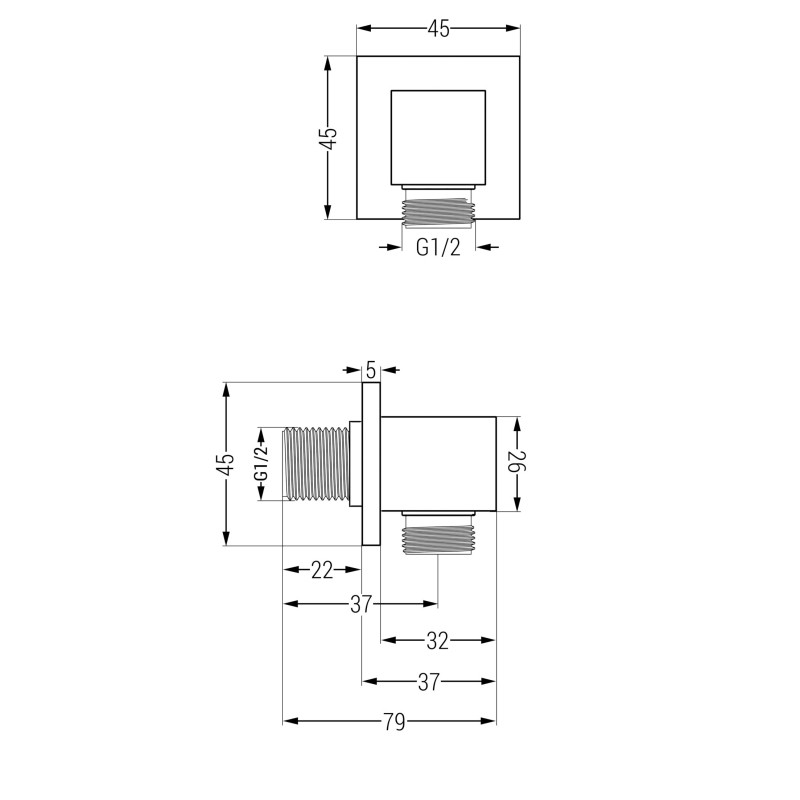 Mexen Cube raccord angulaire, gun gris brossé - 79340-66
