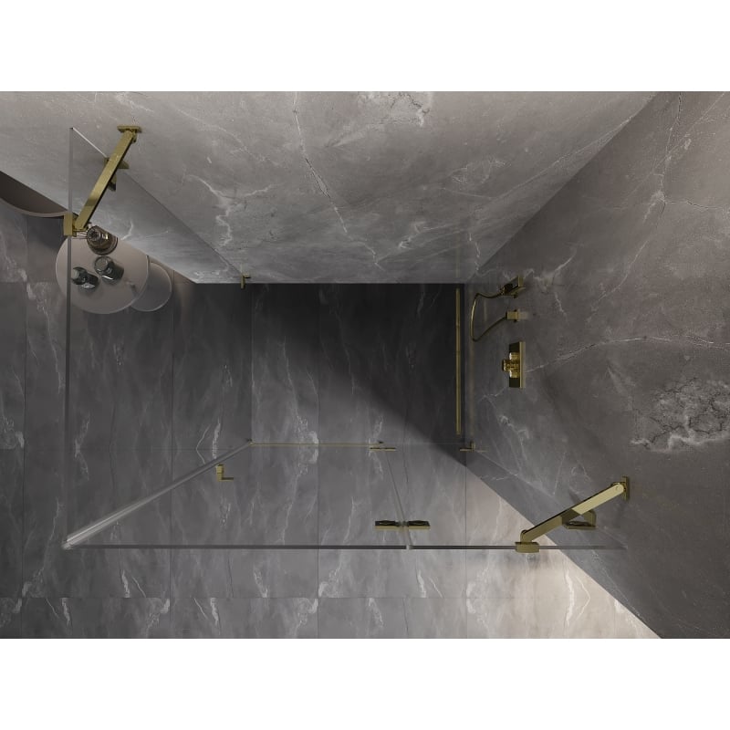 Mexen Lunar cabine de douche battante droite 80 x 70 cm, transparent, doré - 834-080-070-50-00-P