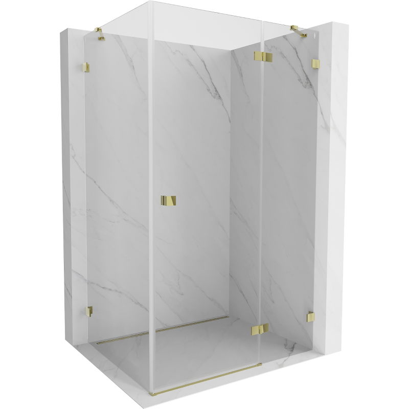 Mexen Lunar cabine de douche pivotante droite 85 x 70 cm, transparent, or - 834-085-070-50-00-P