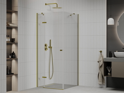 Mexen Roma cabine de douche battante 70 x 70 cm, transparent, or - 854-070-070-50-00