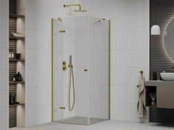 Mexen Roma cabine de douche pivotante 70 x 70 cm, transparente, dorée - 854-070-070-50-00