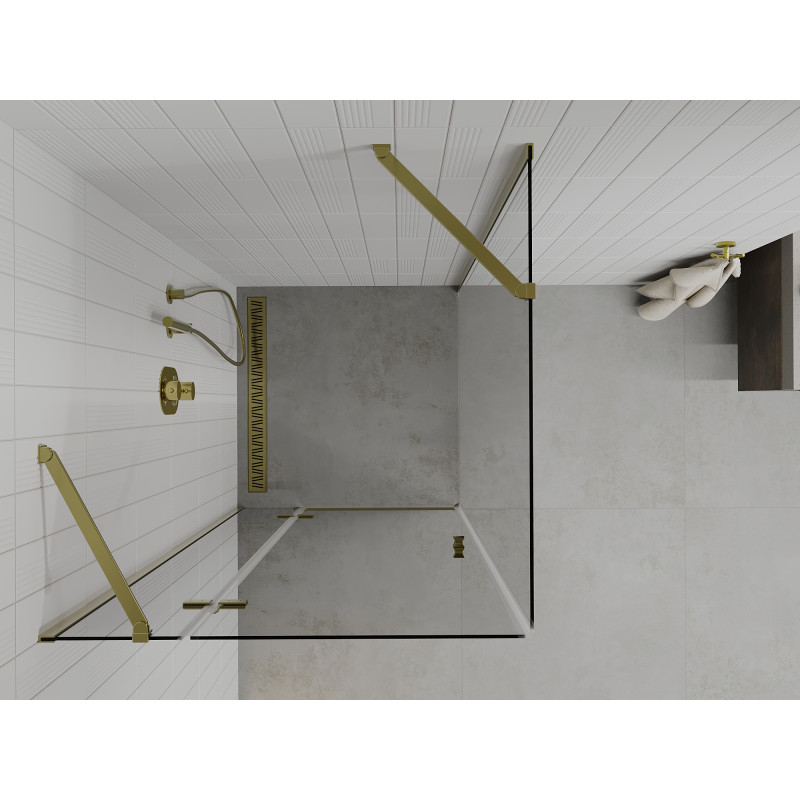 Mexen Roma cabine de douche pivotante 70 x 70 cm, transparente, dorée - 854-070-070-50-00