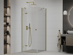 Mexen Roma cabine de douche pivotante 90 x 90 cm, transparent, or - 854-090-090-50-00