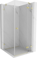 Mexen Lunar cabine de douche pivotante droite 90 x 90 cm, transparente, or brossé - 834-090-090-55-00-P