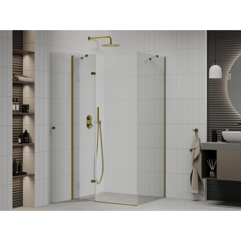 Mexen Roma cabine de douche pivotante 70 x 100 cm, transparente, or - 854-070-100-50-00
